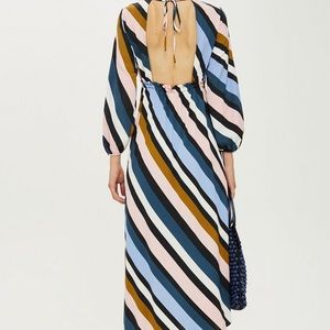 Topshop Open Back Striped Dress